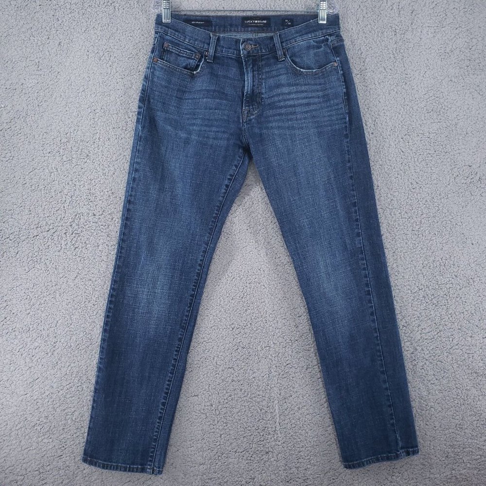 Lucky Brand 221 Original Straight Jeans Whiskered Faded Distressed size 32x30